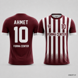 MT-002 Dikey Çubuk Desen Futbol Forması - Bordo Beyaz
