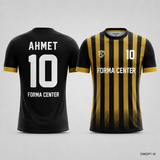 MT-002 Dikey Çubuk Desen Futbol Forması - Siyah Gold