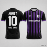 MT-002 Dikey Çubuk Desen Futbol Forması - Siyah Mor