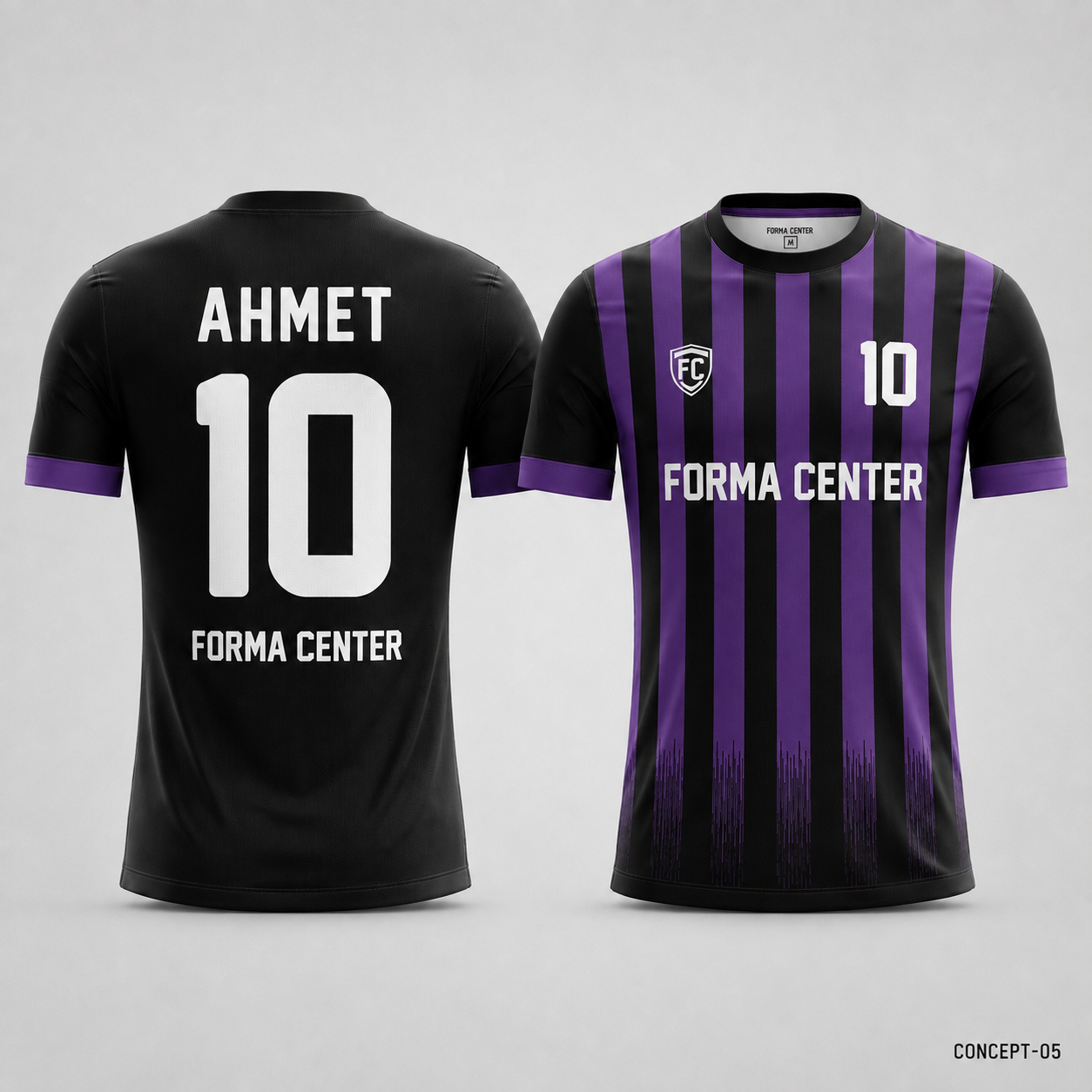 MT-002 Dikey Çubuk Desen Futbol Forması - Siyah Mor