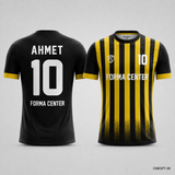 MT-002 Dikey Çubuk Desen Futbol Forması - Siyah Sarı