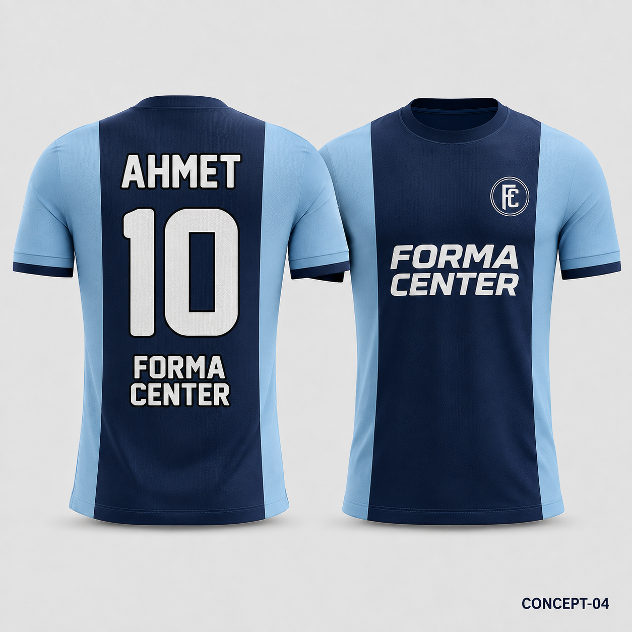 MT-003 Orta Panel Futbol Forması - Lacivert Açık Mavi