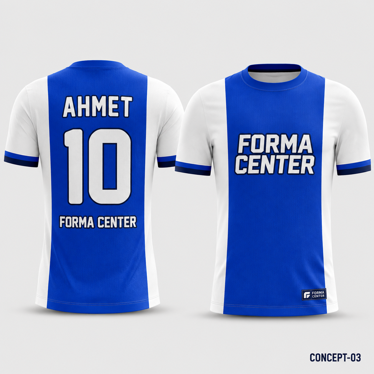 MT-003 Orta Panel Futbol Forması - Mavi Beyaz