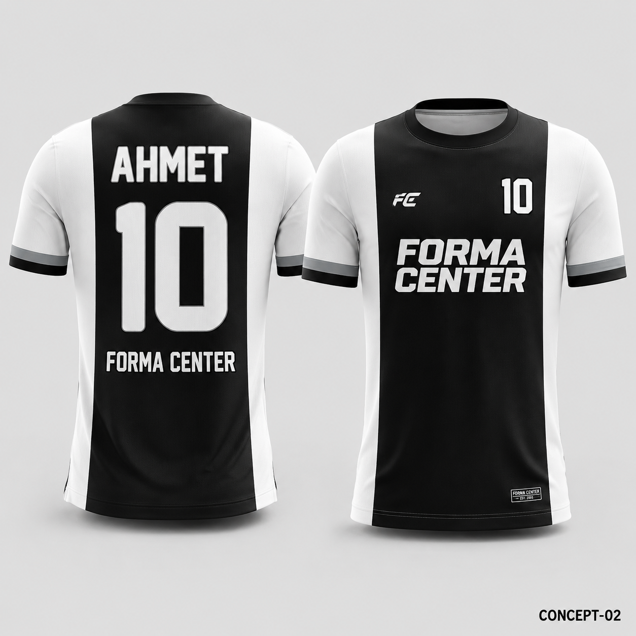 MT-003 Orta Panel Futbol Forması - Siyah Beyaz
