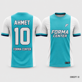 MT-003 Orta Panel Futbol Forması - Turkuaz Beyaz