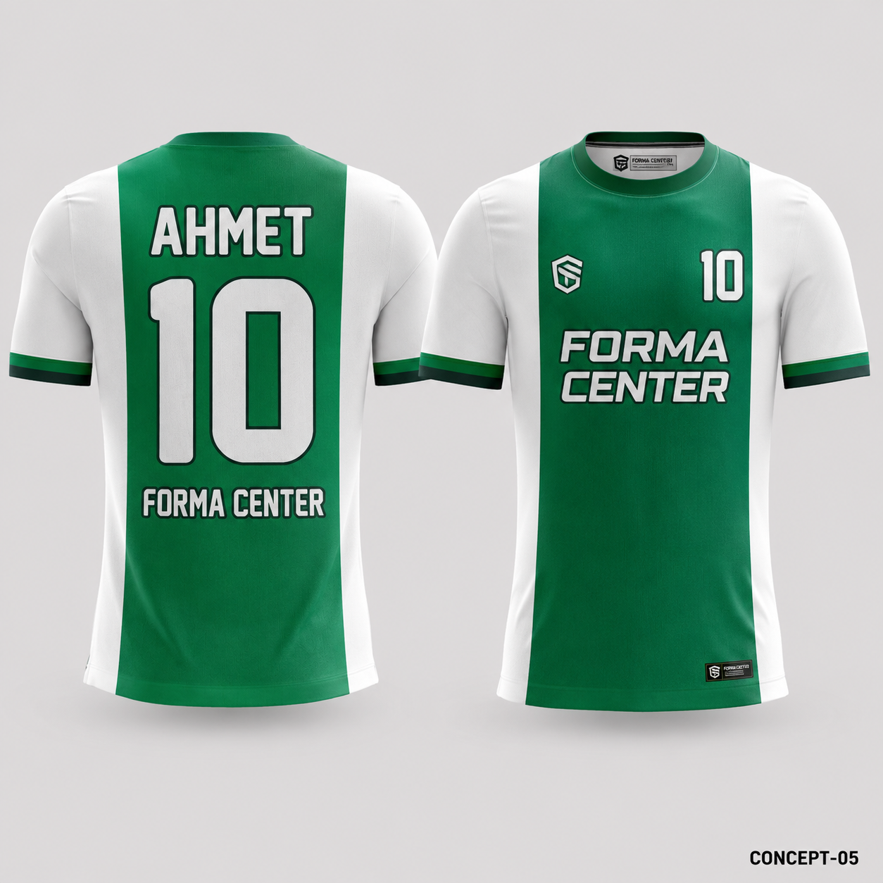MT-003 Orta Panel Futbol Forması - Yeşil Beyaz