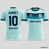 MT-004 Göğüs Şerit Futbol Forması - Açık Turkuaz / Lacivert