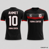 MT-004 Göğüs Şerit Futbol Forması - Siyah / Kırmızı