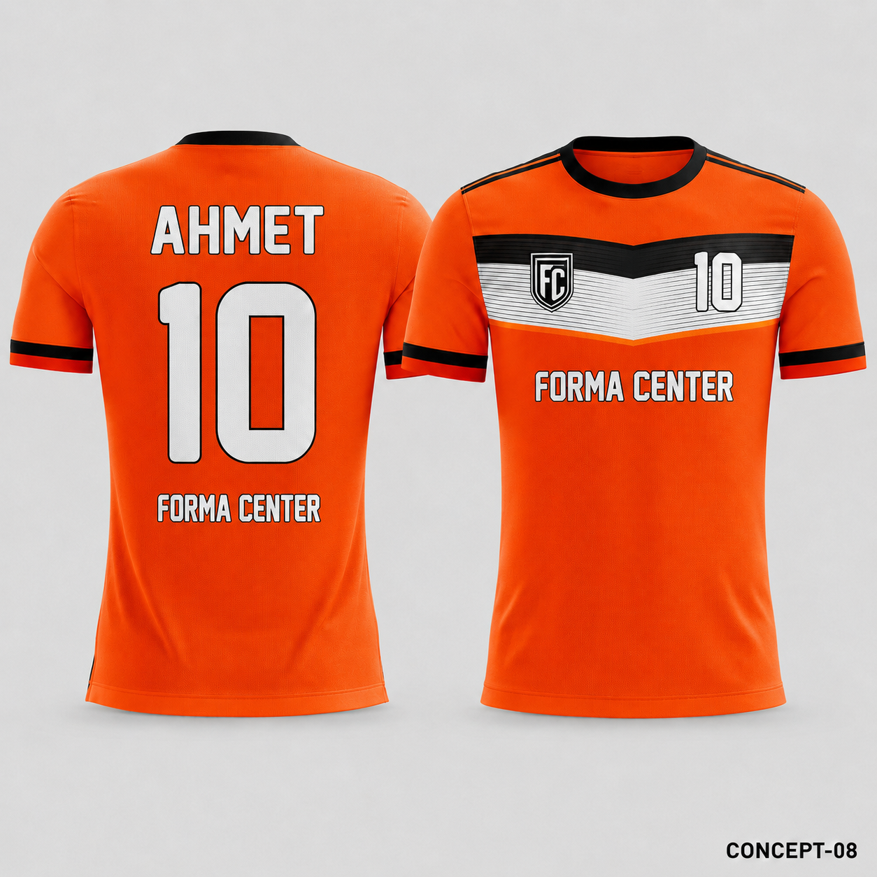 MT-004 Göğüs Şerit Futbol Forması - Turuncu / Siyah
