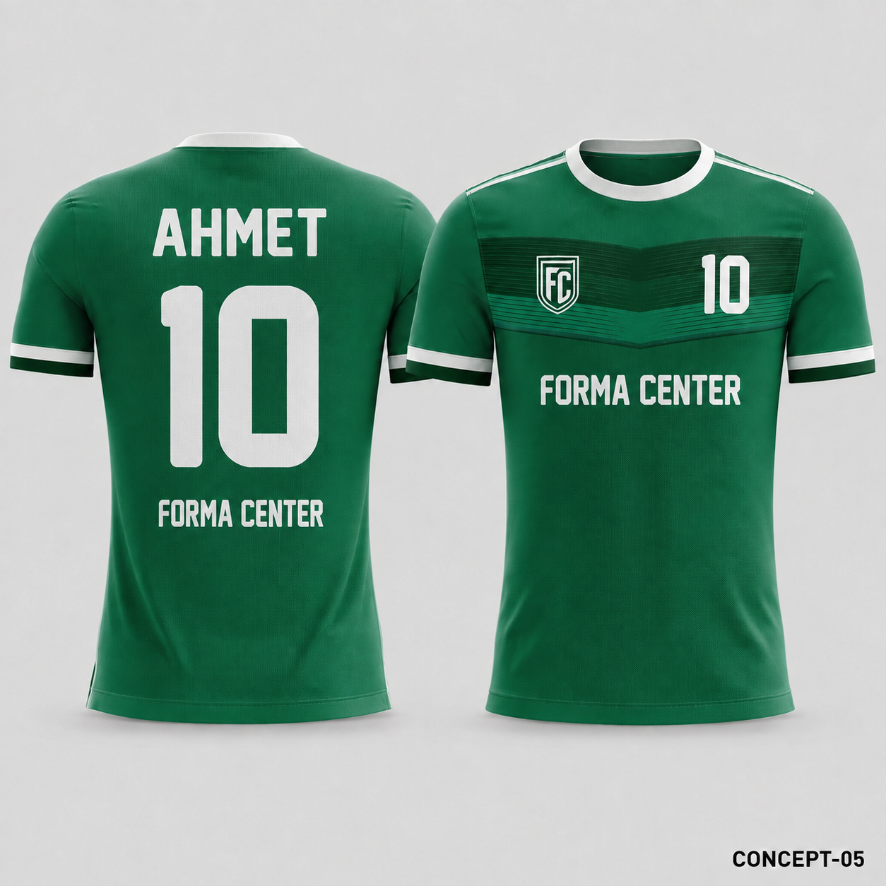 MT-004 Göğüs Şerit Futbol Forması - Yeşil / Beyaz
