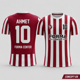 MT-005 Klasik Çubuklu Futbol Forması - Bordo / Beyaz