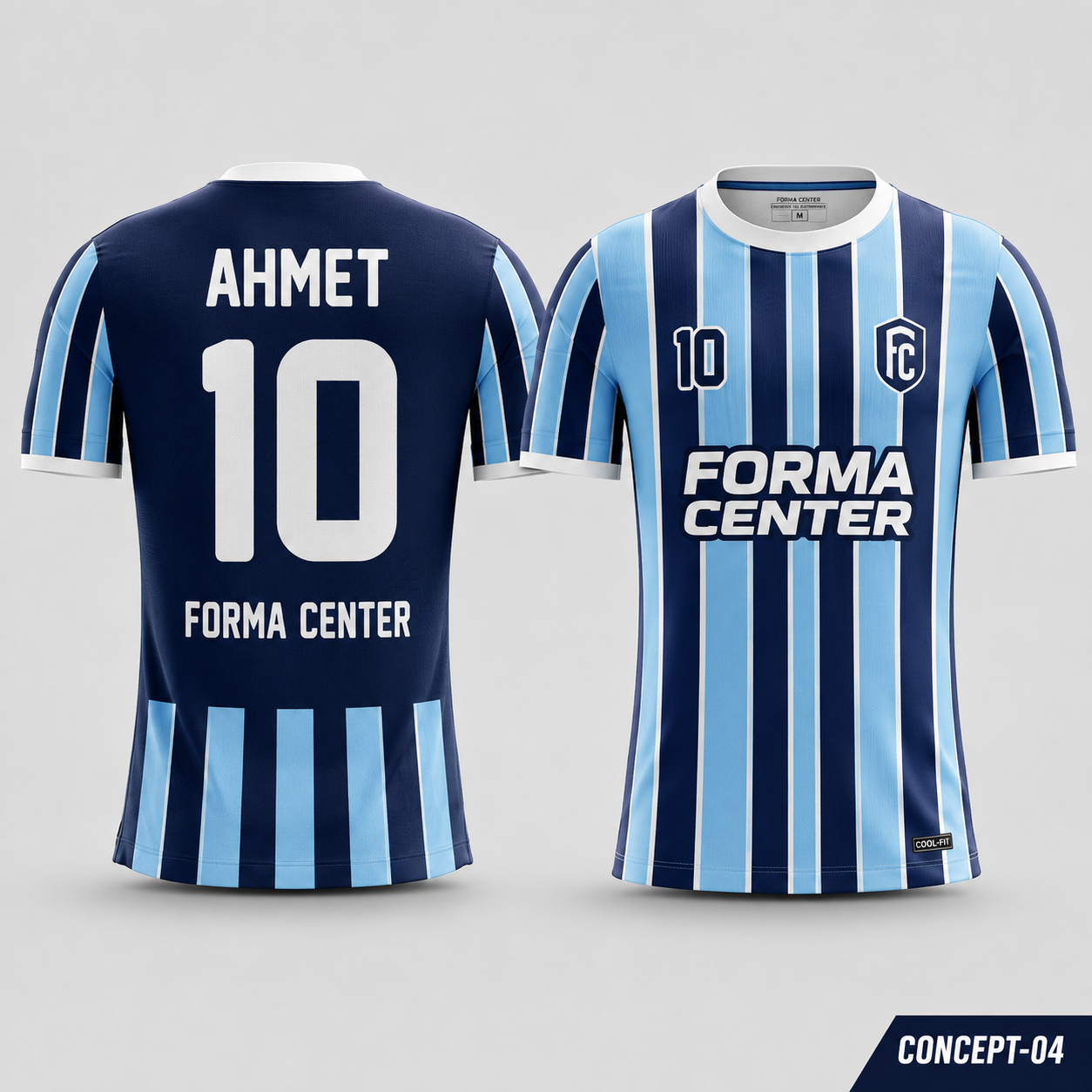 MT-005 Klasik Çubuklu Futbol Forması - Lacivert / Açık Mavi