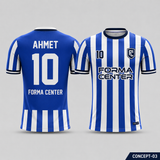 MT-005 Klasik Çubuklu Futbol Forması - Mavi / Beyaz