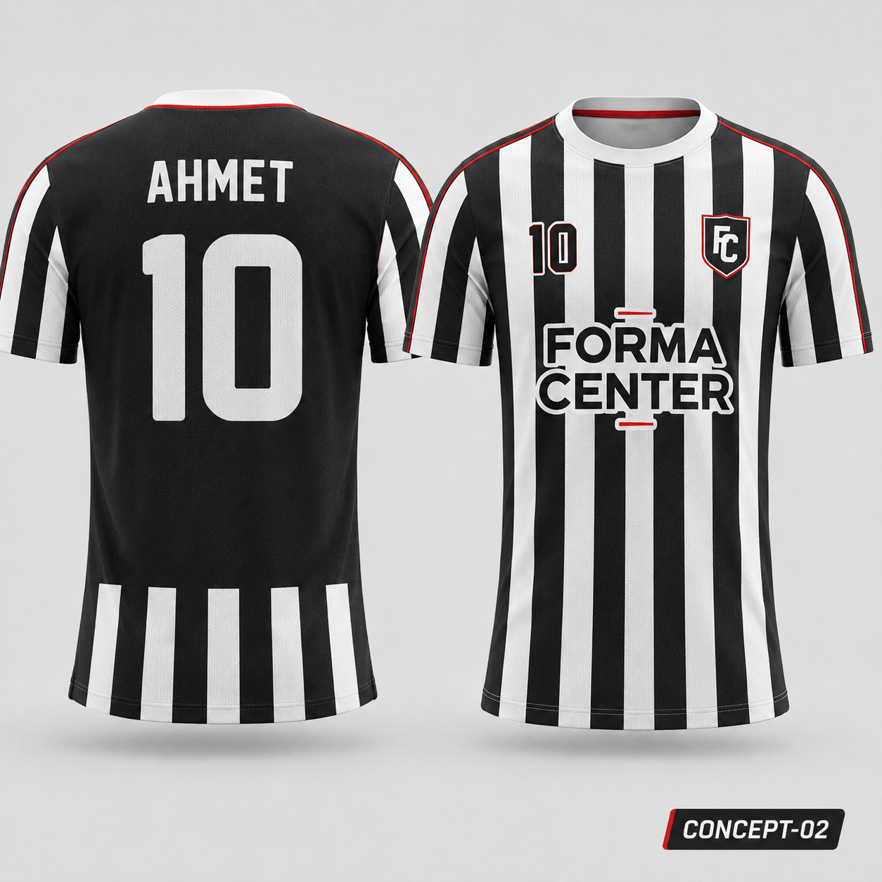MT-005 Klasik Çubuklu Futbol Forması - Siyah / Beyaz