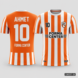 MT-005 Klasik Çubuklu Futbol Forması - Turuncu / Beyaz