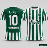 MT-005 Klasik Çubuklu Futbol Forması - Yeşil / Beyaz