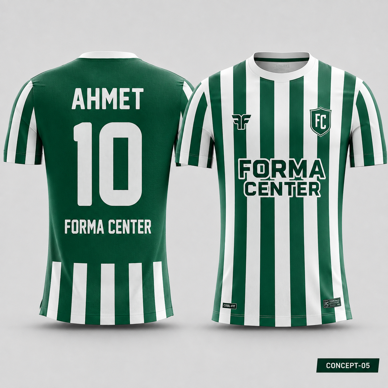 MT-005 Klasik Çubuklu Futbol Forması - Yeşil / Beyaz