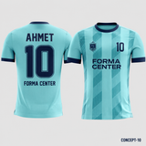 MT-006 Dinamik Çizgili Futbol Forması - Açık Turkuaz / Lacivert