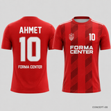 MT-006 Dinamik Çizgili Futbol Forması - Kırmızı / Beyaz