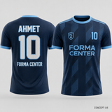 MT-006 Dinamik Çizgili Futbol Forması - Lacivert / Açık Mavi