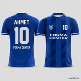 MT-006 Dinamik Çizgili Futbol Forması - Mavi / Beyaz