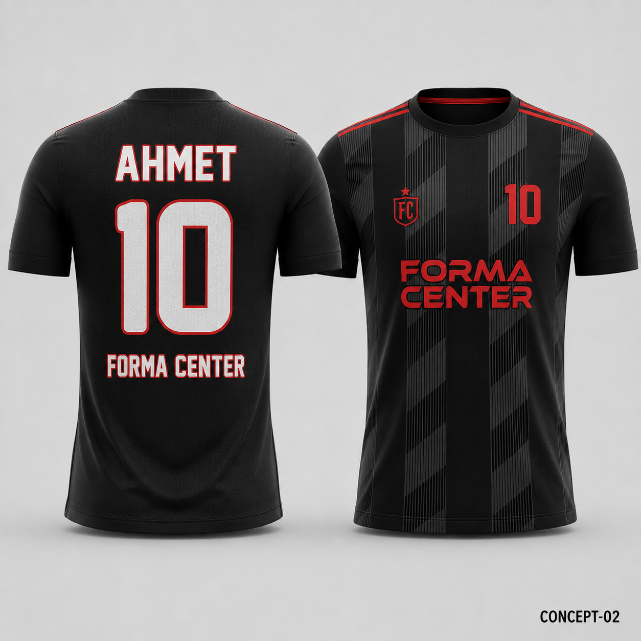 MT-006 Dinamik Çizgili Futbol Forması - Siyah / Kırmızı