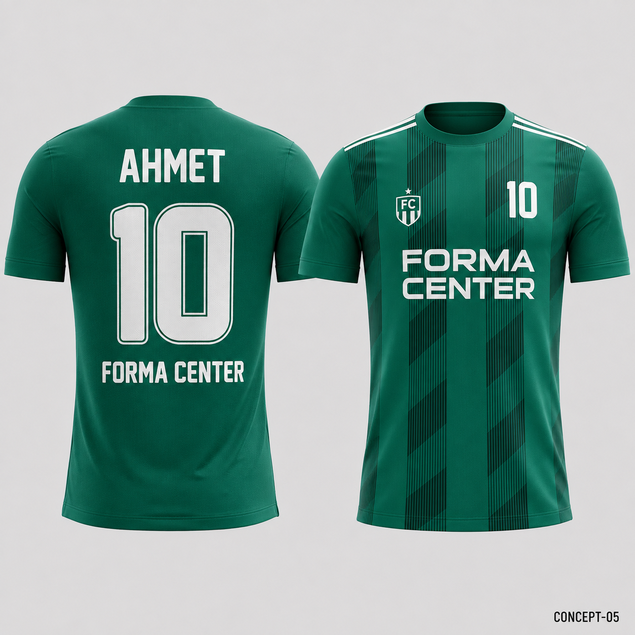 MT-006 Dinamik Çizgili Futbol Forması - Yeşil / Beyaz