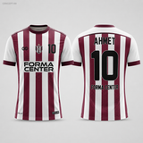 MT-007 Omuz Detaylı Çubuklu Futbol Forması - Bordo / Beyaz