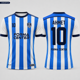 MT-007 Omuz Detaylı Çubuklu Futbol Forması - Mavi / Beyaz