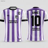 MT-007 Omuz Detaylı Çubuklu Futbol Forması - Mor / Beyaz